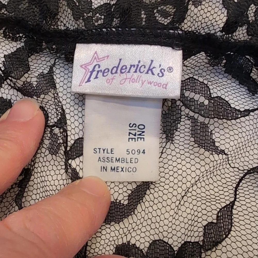 Fredericks of Hollywood lace robe crotchless panty 90's floral flowers Vintage